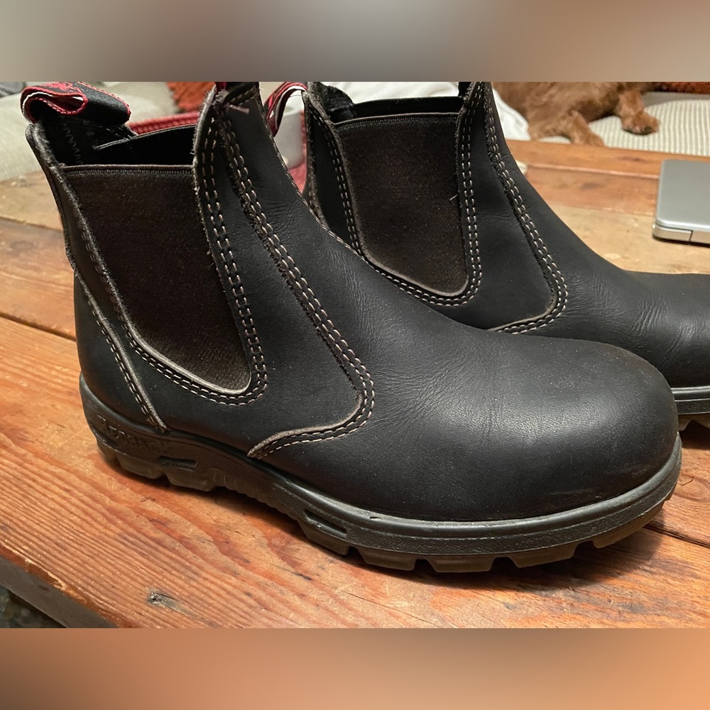 Redback UBOK Bobcat Claret Oil Kip Black Soft Toe Work Boots Size 7